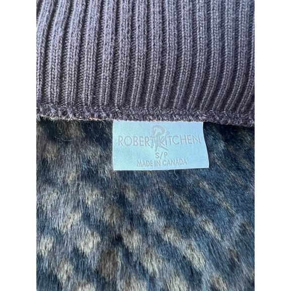 Robert Kitchen Faux Suede Zip Sweater Fall Feather/ Animal Print Reversible S - Picture 6 of 8